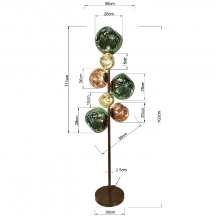 Lampadaire Burbuja 168cm multicolore Kare Design