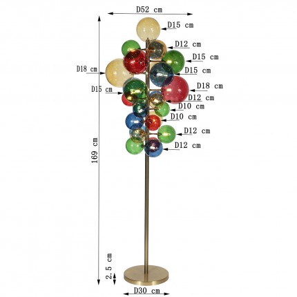 Lampadaire Scala Balls multicolore 169cm Kare Design