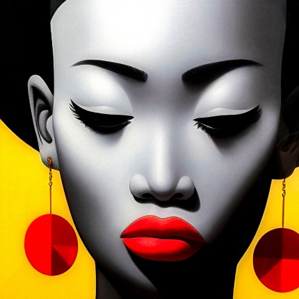 Tableau en verre femme rétro rouge 80x120cm Kare Design