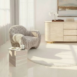 Table d'appoint cubique imitation pierre  - Travertino - Kare Design