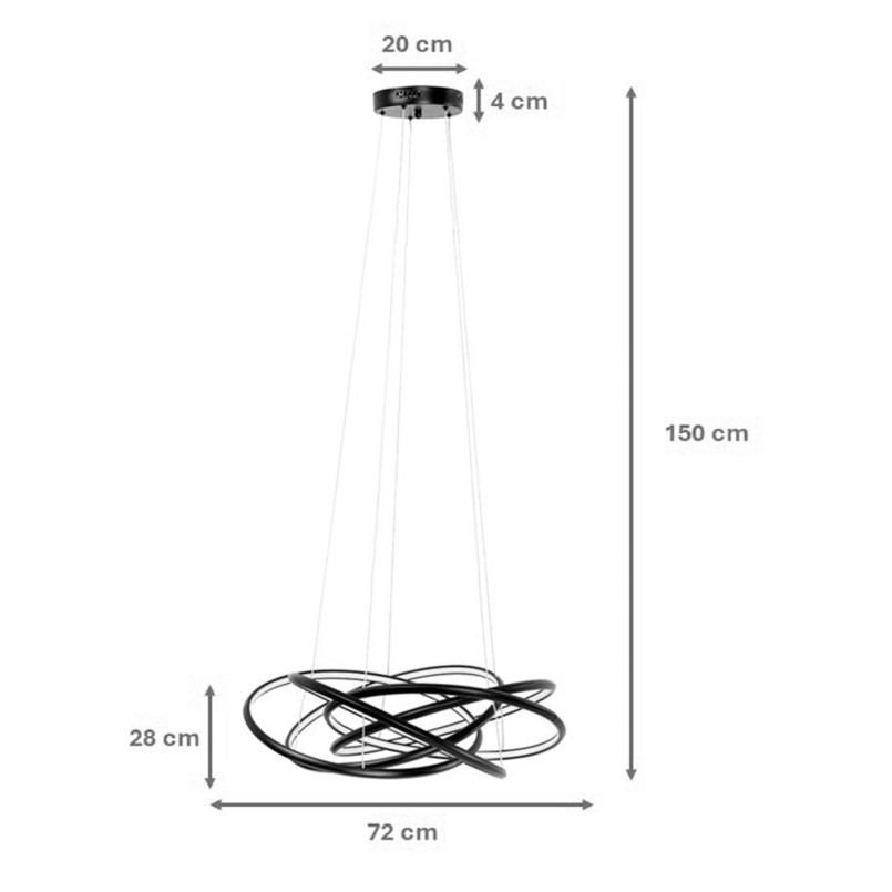 Suspension noire à anneaux - Saturn - Kare Design
