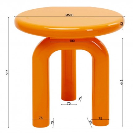 Bijzettafel Eliano Ø50cm oranje Kare Design