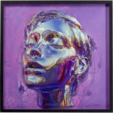 Tableau Frame visage violet 90x90cm Kare Design