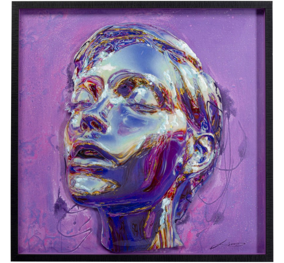Tableau Frame visage violet 90x90cm Kare Design