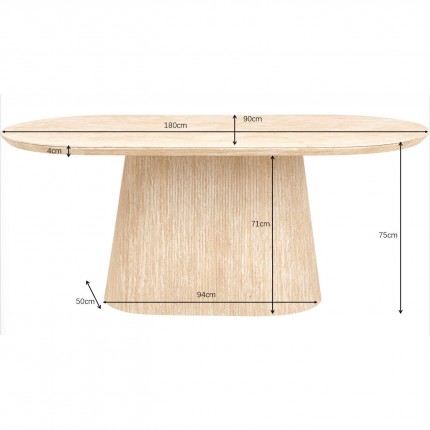 Eettafel Alma Travertino 180x90cm Kare Design