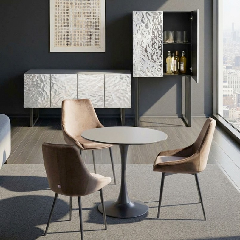 Meuble de bar deux portes chromées - Carino - Kare Design