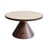 Table basse Cono noyer-travertin Ø70cm
