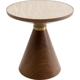 Table d appoin Cono noyer-travertin Ø50cm