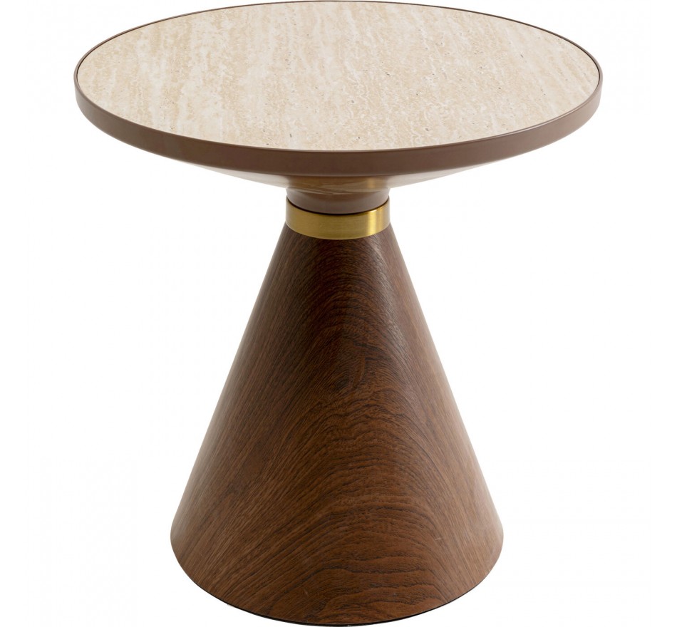 Table d'appoint Cono Travertino 50cm noyer Kare Design