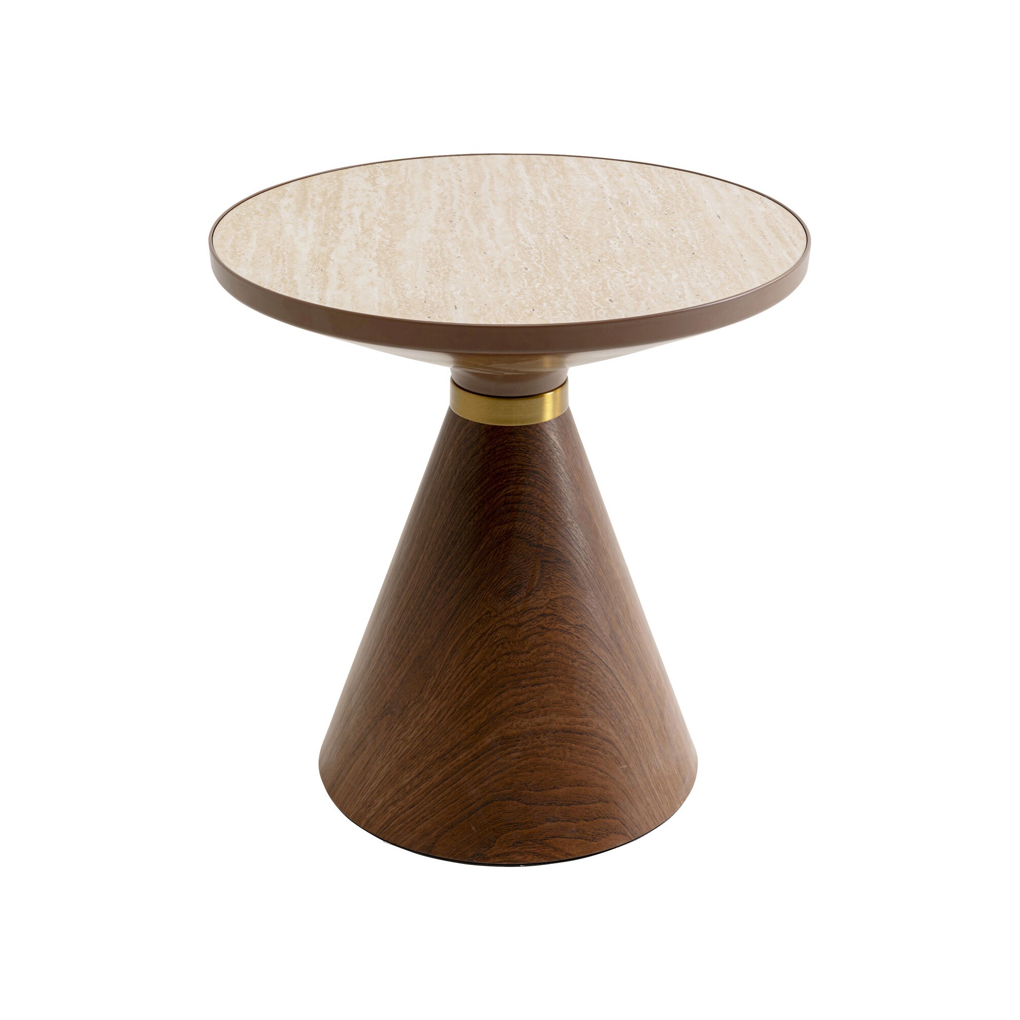 Table d appoin Cono noyer-travertin Ø50cm