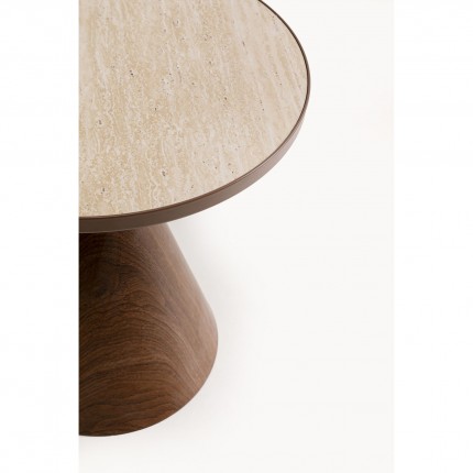 Table d'appoint Cono Travertino 50cm noyer Kare Design