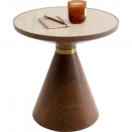Bijzettafel Cono Travertino Ø50cm walnoot Kare Design