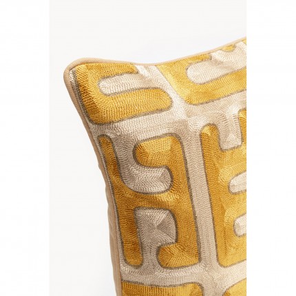 Coussin Meander jaune et beige Kare Design