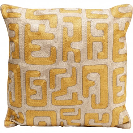 Coussin Meander jaune et beige Kare Design