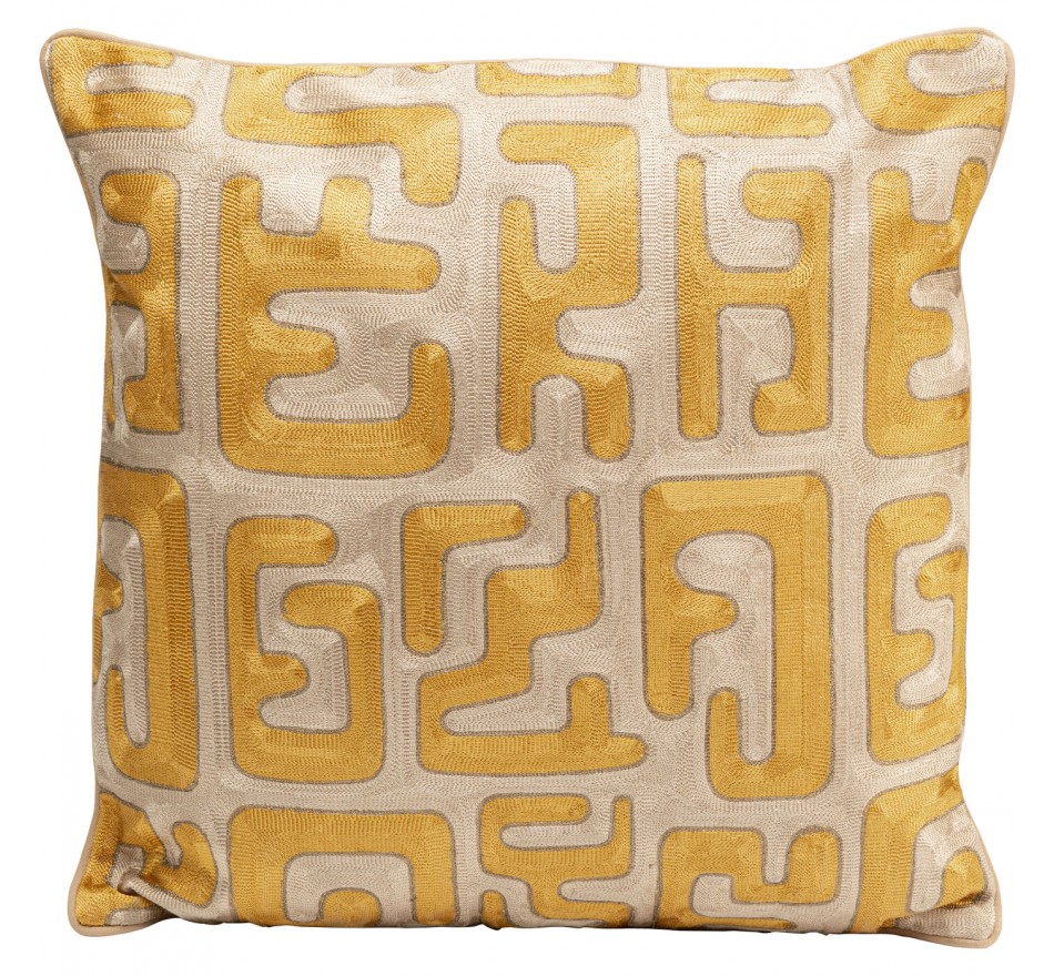 Coussin Meander jaune et beige Kare Design