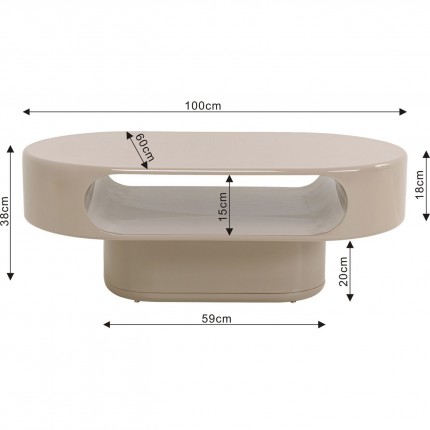 Table basse Groove taupe 100x60cm Kare Design