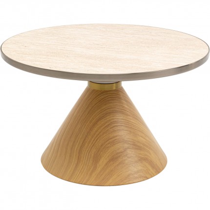Table basse Cono Travertino 70cm chêne Kare Design