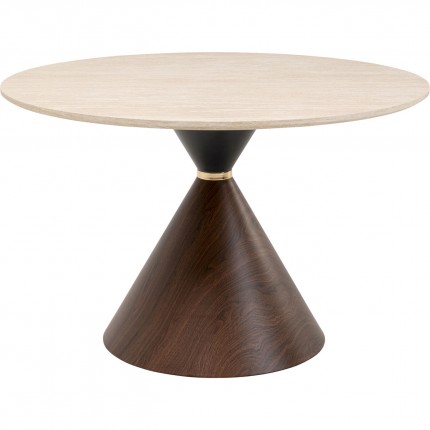 Table Cono Travertino Ø120cm walnut Kare Design