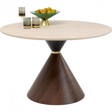Eettafel Cono Travertino Ø120cm walnoot Kare Design