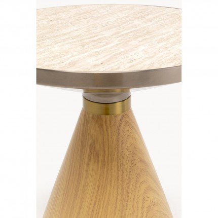 Bijzettafel Cono Travertino Ø50cm eik Kare Design