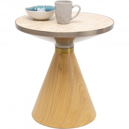 Bijzettafel Cono Travertino Ø50cm eik Kare Design