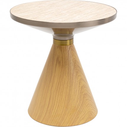 Bijzettafel Cono Travertino Ø50cm eik Kare Design