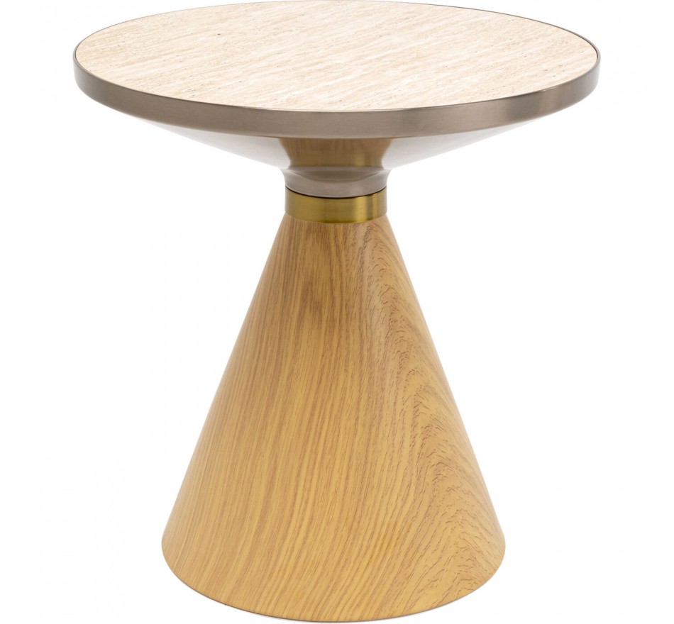 Bijzettafel Cono Travertino Ø50cm eik Kare Design