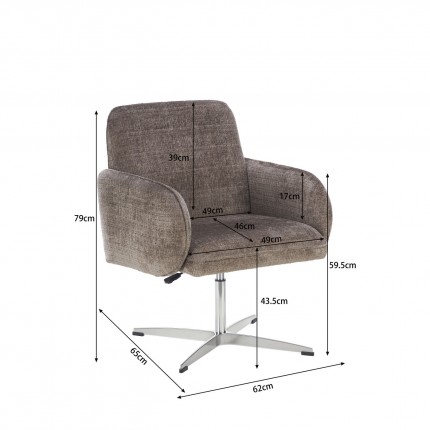 Swivel Chair with armrests Tabea brown Kare Design