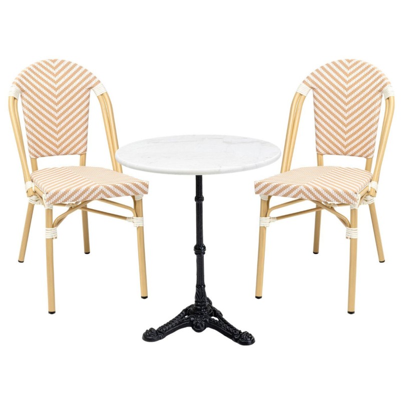 Table ronde en marbre et deux chaises - Bistrot Montmartre - Kare Design