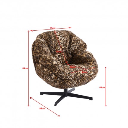 Draaifauteuil Cutie luipaard Kare Design