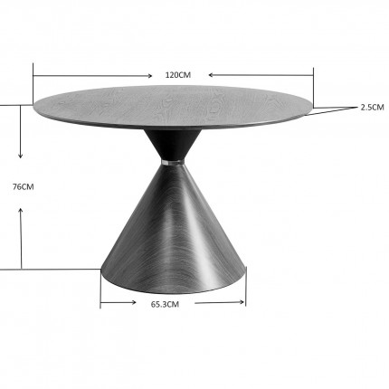 Table Cono Travertino Ø120cm walnut Kare Design