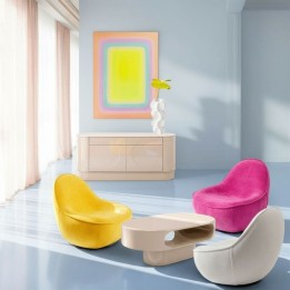 Fauteuil pivotant Ovo jaune 99cm