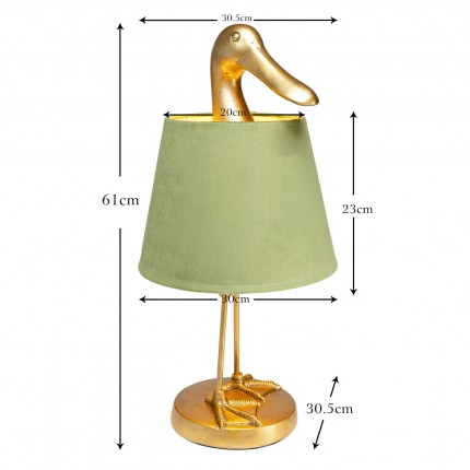 Table lamp duck gold and green Kare Design