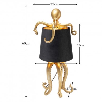 Table Lamp octopus gold and black 60cm Kare Design