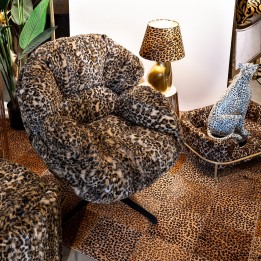 Fauteuil pivotant à poils longs imprimé léopard - Cutie - Kare Design