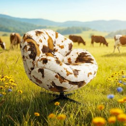 Fauteuil pivotant tissu imprimé peau de vache - Cutie - Kare Design