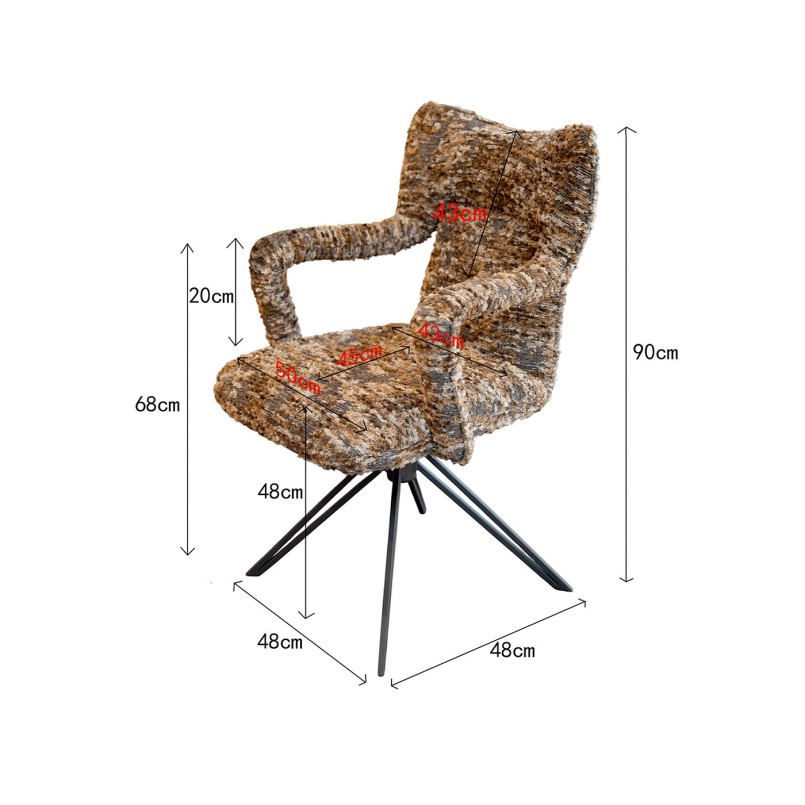 Chaise pivotante avec accoudoirs marron - Chrissy - Kare Design