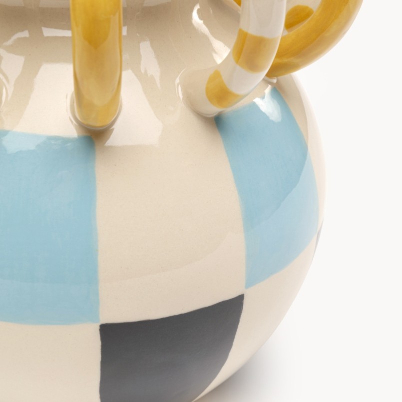 Vase motif damier à poignées - Harlequin - Kare Design
