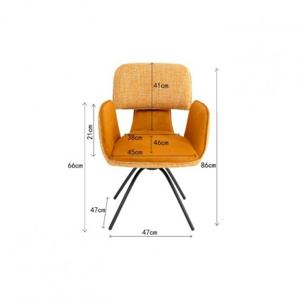 Chaise avec accoudoirs pivotante Helli ocre Kare Design