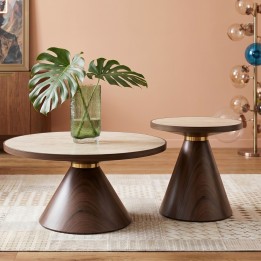 Coffee Table Cono Travertino Ø70cm walnut Kare Design