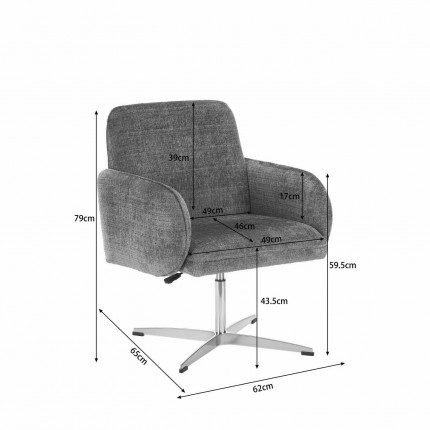 Swivel Chair with armrests Tabea beige Kare Design