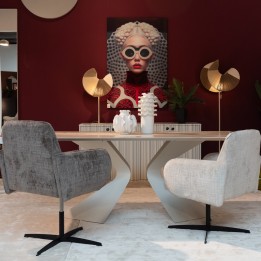 Swivel Chair with armrests Tabea brown Kare Design