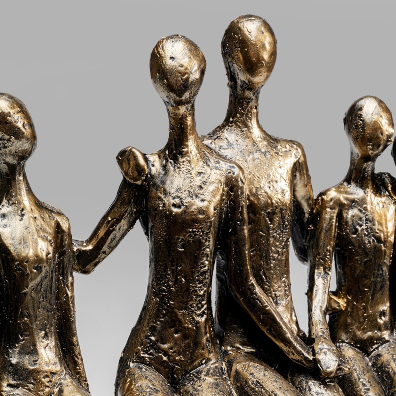 Déco famille assise sur un banc en polyrésine bronze - Kare Design