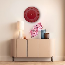 Horloge murale rétro rouge et dorée - Leonardo - Kare Design