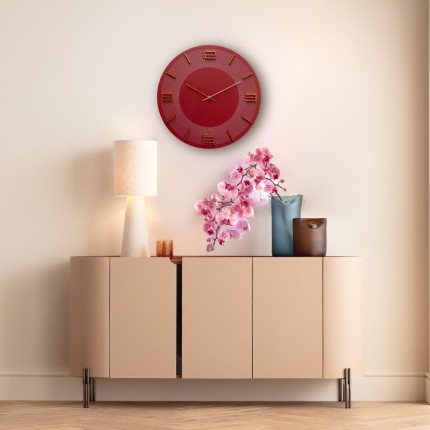 Horloge murale Leonardo rouge Kare Design