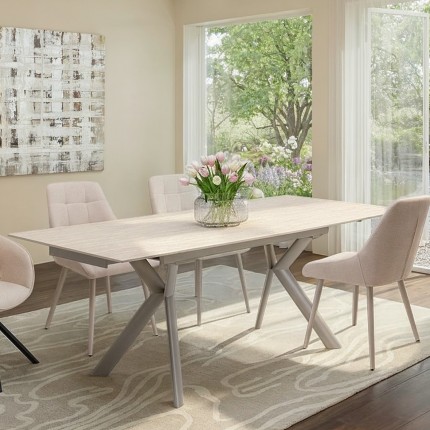 Uitschuifbare Eettafel Xenia Travertino 200x80cm Kare Design