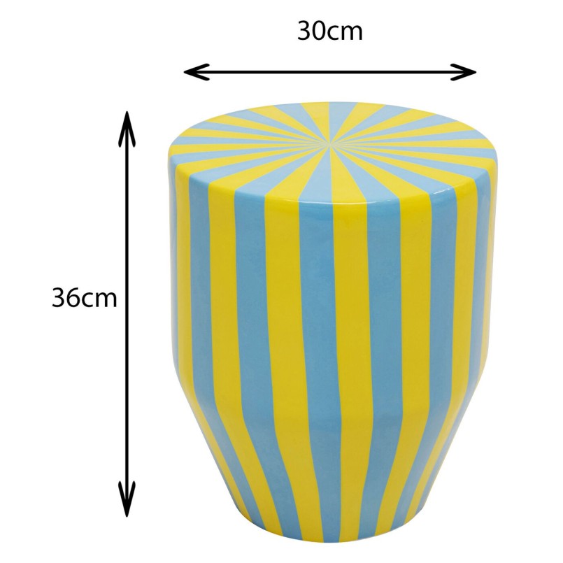 Table d'appoint rayée bleue et jaune - Candy - Kare Design