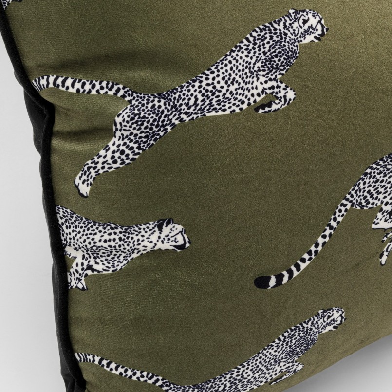 Groen-zwart-wit cheetah kussen- Kare Design