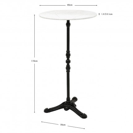 Bar table Bistrot Ø60cm white marble Kare Design