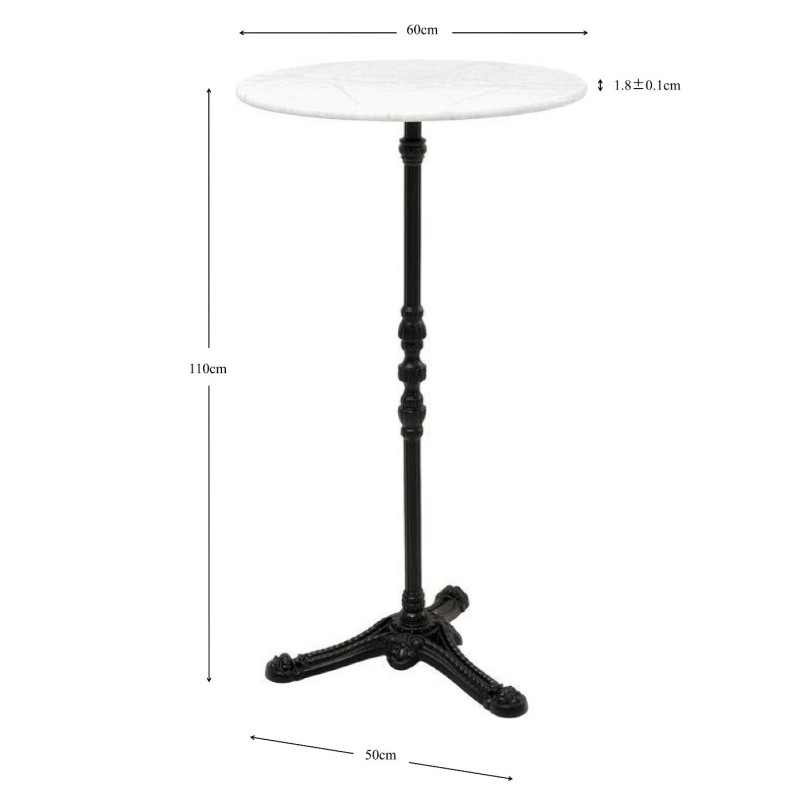 Bartafel Bistrot Ø60cm wit marmer Kare Design